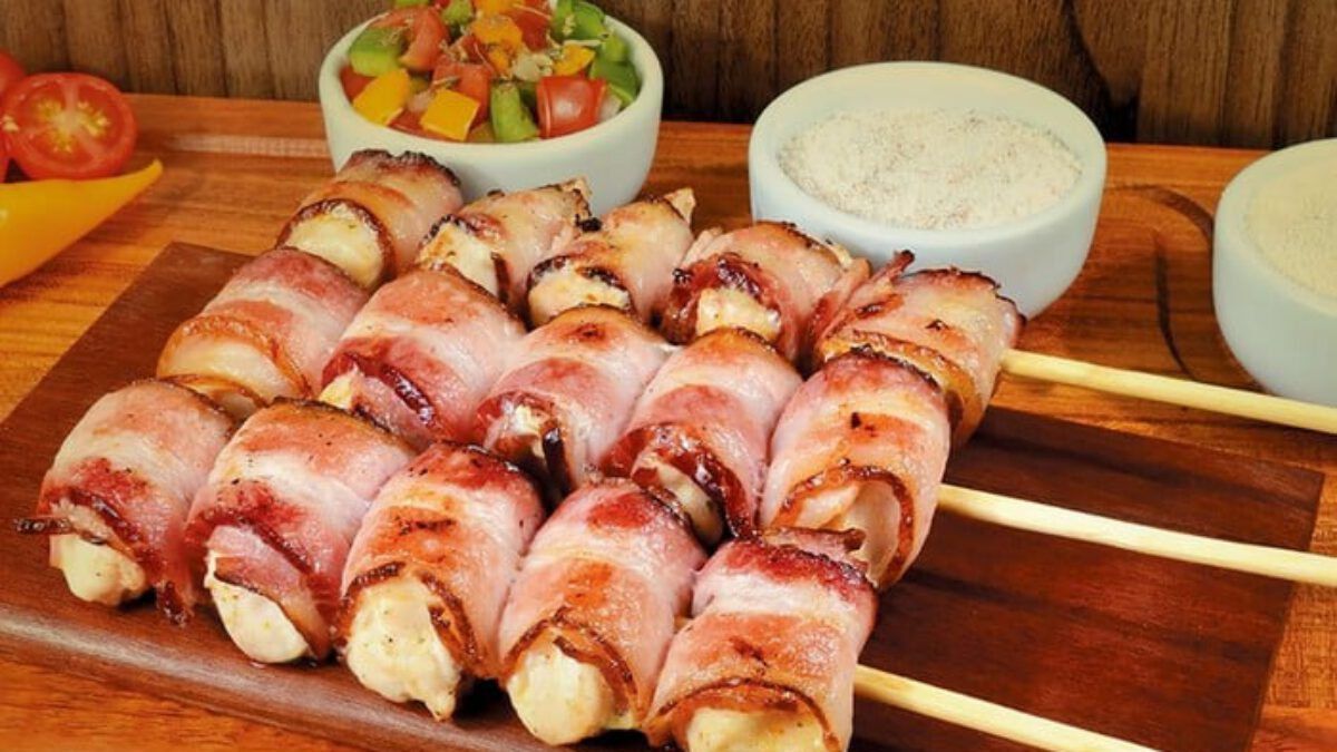 Espeto de frango com bacon
